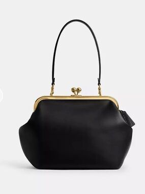 Coach Black Kisslock Frame Shoulder Bag 27 with Gold Hardware